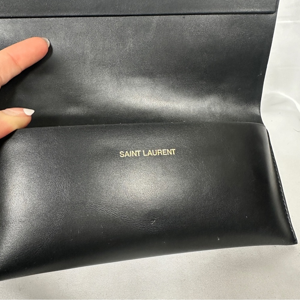 Saint Laurent Black Leather Magnetic Sunglasses / Eyeglasses Case - Picture 7 of 11